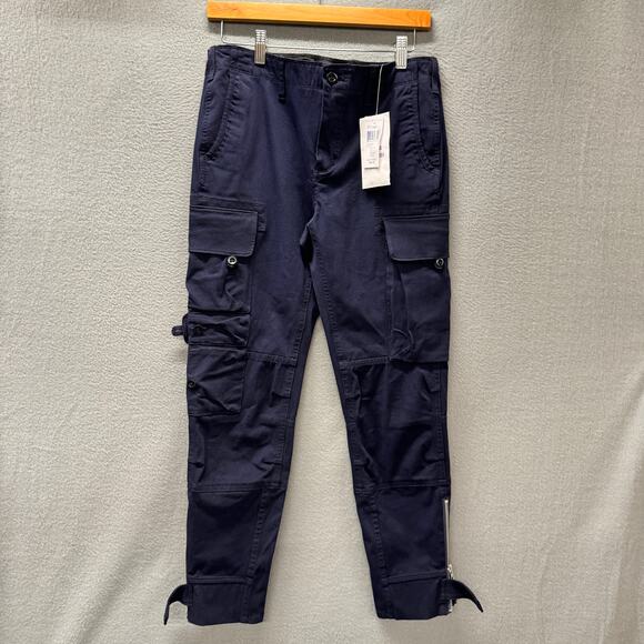 Ralph Lauren Sport Pants Womens 10 Navy Blue Cargo Utility Ankle Zip NOS NEW - Picture 2 of 9